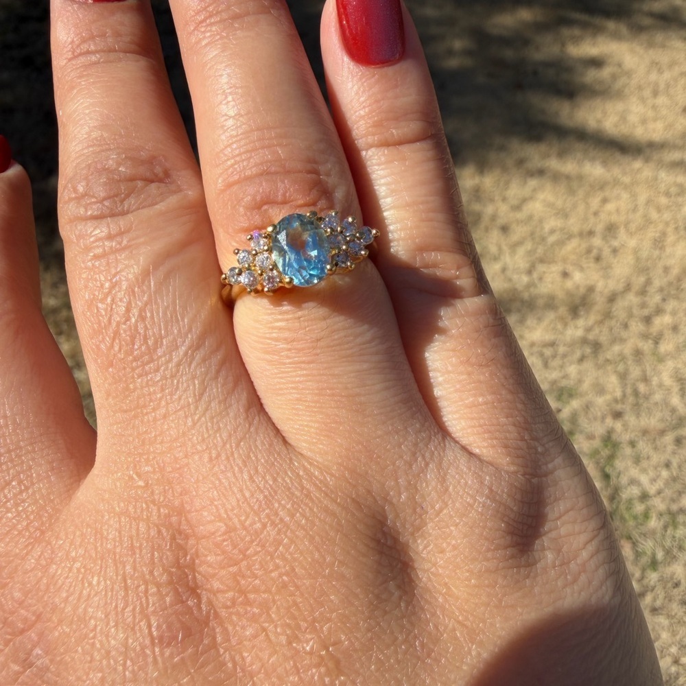 Gold Plated - Gold and Blue Gemstone Ring